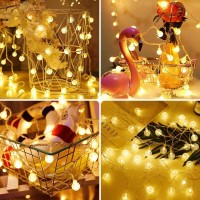 Yiqu 49Ft 100 Led Fairy String Lights Plug In Extendable Globe Christmas String Lights Indoor Outdoor With 8 Modes Fairy Light