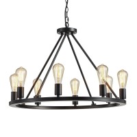 Saint Mossi Famhouse Chandelier Light Fixture With 8 Lights,Rustic Vintage Farmhouse Chandelier Lighting, Wagon Wheel Chandelier,Black Bronze Finish, H20 X D24