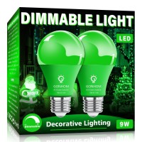 Gonhom A19 Led Green Light Bulb 9W Equivalent To 100W Dimmable E26 Base 20000Hrs For Party Decoration Holiday Lighting Ha