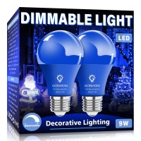 Gonhom 2 Pack A19 Led Blue Light Bulb9 Watt Blue Lights Equivalent 100 Watt Colored Light Bulbse26 Base Blue Led Lights For Pa