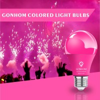 Gonhom 2 Pack A19 Led Pink Light Bulb9 Watt Pink Lights Equivalent 100 Watt Colored Light Bulbse26 Base Pink Led Lights For Pa