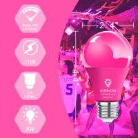 Gonhom 2 Pack A19 Led Pink Light Bulb9 Watt Pink Lights Equivalent 100 Watt Colored Light Bulbse26 Base Pink Led Lights For Pa