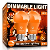 Gonhom 2 Pack A19 Led Orange Light Bulb9 Watt Orange Lights Equivalent 100 Watt Colored Light Bulbse26 Base Orange Led Lights