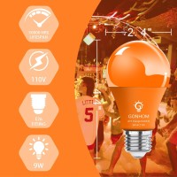 Gonhom 2 Pack A19 Led Orange Light Bulb9 Watt Orange Lights Equivalent 100 Watt Colored Light Bulbse26 Base Orange Led Lights