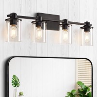 Xgfourseven 4Light Modern Vanity Lights Industrial Matte Black Bathroom Light Fixtures With Clear Glass Vanity Lights Fixture