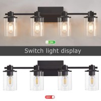 Xgfourseven 4Light Modern Vanity Lights Industrial Matte Black Bathroom Light Fixtures With Clear Glass Vanity Lights Fixture