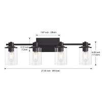 Xgfourseven 4Light Modern Vanity Lights Industrial Matte Black Bathroom Light Fixtures With Clear Glass Vanity Lights Fixture