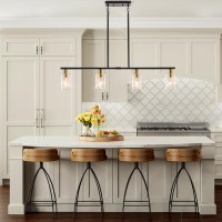 Yarlkav Kitchen Island Lighting 4 Lights Linear Chandeliers Rectangle Pendant Light Fixtures For Dining Room Farmhouse Hanging