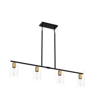 Yarlkav Kitchen Island Lighting 4 Lights Linear Chandeliers Rectangle Pendant Light Fixtures For Dining Room Farmhouse Hanging