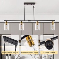 Yarlkav Kitchen Island Lighting 4 Lights Linear Chandeliers Rectangle Pendant Light Fixtures For Dining Room Farmhouse Hanging