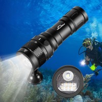 Willcrew Dx70 Scuba Dive Lights, Ipx8 100M Waterproof Scuba Fill Light, 3000Lms Photography Dive Video Torch, 3 Mode Dimmable Light, Uv, Red Light, Rechargeable Diving Flashlight, Ball Joint