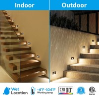 Leonlite 120V Line Voltage Led Step Lights, 280Lm Dimmable, 30Beam Angle Anti-Glare Aluminum Stair Lights, Cri 90, Ip65 Waterproof, 3000K Warm White, Etl Listed, Oil Rubbed Bronze, Pack Of 6