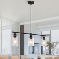 Yarlkav Kitchen Island Lighting 3 Lights Linear Chandeliers Rectangle Pendant Light Fixtures For Dining Room Farmhouse Hanging