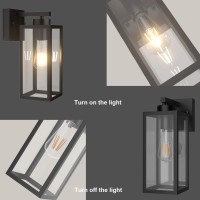 Tipace Dusk To Dawn Outdoor Wall Lantern,Matte Black Sensor Exterior Light Fixtures,Exterior Wall Sconce With Clear Glass Shade For Doorway Entryway Garage Yard (Bulb Not Included)