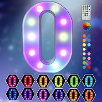 Light Up Colorful Led Marquee Letter Lights, 18 Colors Changing Alphabet Letters Sign With Remote Timer For Night Light Girls Bedroom Wedding Birthday Party Lamp Christmas Home Bar Decor- Colorful O