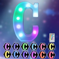 Light Up Colorful Led Marquee Letter Lights, 18 Colors Changing Alphabet Letters Sign With Remote Timer For Night Light Girls Bedroom Wedding Birthday Party Lamp Christmas Home Bar Decor- Colorful C