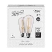 Feit Electric St19 E26 (Medium) Filament Led Bulb Soft White 100 Watt Equivalence 2 Pk - Case Of: 1;