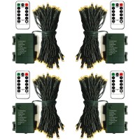 4 Pack Battery Operated String Lights Each 165 Ft 50 Led String Lights Dark Green Wire With Remote Timer 8 Modes Fairy Lights