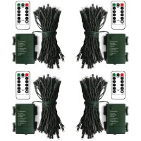 Zaiyw 4 Pack String Lights Battery Operated Total 66Ft 200 Led String Lights With Remote Timer 8 Modes Christmas Lights Dark Gr