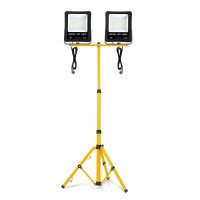 Uisebrt 2 X 200 W Cool White Led Floodlight With Tripod - Ip66 Waterproof Led Work Light For Indoor And Outdoor Use - Garage, Garden, Construction Site (2 X 100 W Cool White + Tripod)