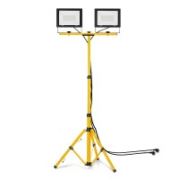 Uisebrt 2 X 100W Warm White Led Flood Light With Tripod Outdoor Led Lighting With Power Cord Ip66 Waterproof Flood Lights For Garages, Gardens, Construction Sites