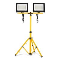 Uisebrt 2 X 200W Cool White Led Flood Light With Tripod Outdoor Led Lighting With Power Cord Ip66 Waterproof Flood Lights For Garages, Gardens, Construction Sites