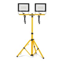 Uisebrt 2 X 100W Cool White Led Flood Light With Tripod Outdoor Led Lighting With Power Cord Ip66 Waterproof Flood Lights For Garages, Gardens, Construction Sites