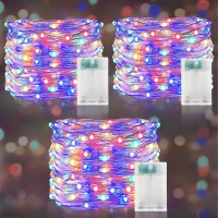 Turnmeon [ Timer 3 Set Christmas Fairy Lights, Total 90 Led, Colorful Battery Powered Copper Wire Fairy Lights, Christmas Decoration Outside Yard Party Home Indoor Outdoor, 10 Ft 30 Led Each