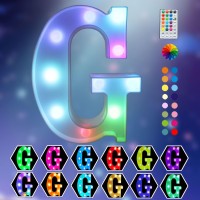 Light Up Colorful Led Marquee Letter Lights, 18 Colors Changing Alphabet Letters Sign With Remote Timer For Night Light Girls Bedroom Wedding Birthday Party Lamp Christmas Home Bar Decor- Colorful G