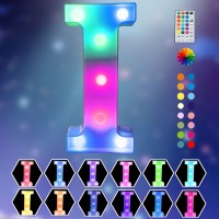 Light Up Colorful Led Marquee Letter Lights, 18 Colors Changing Alphabet Letters Sign With Remote Timer For Night Light Girls Bedroom Wedding Birthday Party Lamp Christmas Home Bar Decor- Colorful I