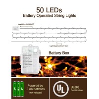 Filfom 2 Pack 16Ft/50 Led Battery Operated String Lights With Timer 8 Modes Led Fairy Lights Ip65 Waterproof Clear Twinkle Lights For Bedroom Christmas Patio Wedding Party Indoor Outdoor (Warm White)