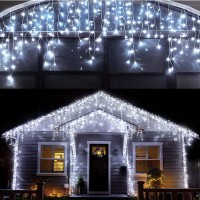 Kiflytooin Led Christmas Lights Outdoor Christmas Decorations Hanging Lights 400Led 8 Modes 75 Drops, Outdoor Indoor Fairy String Lights For Christmas Party, Holiday, Wedding Decorations (Cool White)