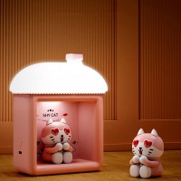 Diyoohomy Pink Cat Night Light For Kids Kawaii Room Christmas Decorations For Bedroom Usb Rechargeable Nightlights Decor Cute Warm Light Lamp Silicone Night House Baby Nursery Toddle Girl Gift