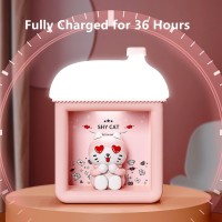 Diyoohomy Pink Cat Night Light For Kids Kawaii Room Christmas Decorations For Bedroom Usb Rechargeable Nightlights Decor Cute Warm Light Lamp Silicone Night House Baby Nursery Toddle Girl Gift