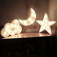 Ausaye 3 Pcs 3D Crescent Moon Light Cloud Led Star Lamp Decorative Night Lights Room Decor Nightlight For Kids Adults Birthday