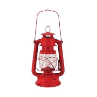 Vintage style 12 inch red metal and glass hurricane lantern Hang on patio or sit on mantel Red metal and glass globe Perfect for patios decks holiday fall or spring ideal for any season farmhouse style decor