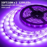 Pizhlo 66Ft Dimmable Black Light Strip & Remote, 1200 Leds 12V Flexible Led Blacklight Strip, 20M Led Ribbon, Non-Waterproof Black Lights For Glow Party Birthday Halloween Christmas Party Body Paint