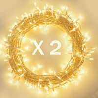 Filfom 2 Pack 36Ft/100Led Battery Operated String Lights With Timer 8 Modes Led Fairy Lights Ip65 Waterproof Twinkle Light For Bedroom Christmas Parties Wedding Centerpiece Outdoor Indoor(Warm White)