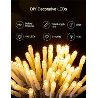 Filfom 2 Pack 36Ft/100Led Battery Operated String Lights With Timer 8 Modes Led Fairy Lights Ip65 Waterproof Twinkle Light For Bedroom Christmas Parties Wedding Centerpiece Outdoor Indoor(Warm White)