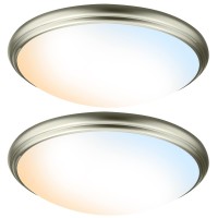 Orein Led Flush Mount Ceiling Lighting Fixture 12 Inch 18W 1200Lumen 5 Color Temperatures In One Adjustable Brushed Nickel 2700K-5000K -2 Pack