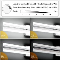 Presde 32In Dimmable Modern Chrome Led Vanity Light Fixtures For Bathroom Over Mirror Wall Lighting (Cold White 6000K)