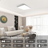 12 Inch Square Led Ceiling Light 3200Lm 24W 5000K Daylight Super Bright Ceiling Lights White Flush Mount Led Lamp Recessed Li