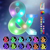 Light Up Colorful Led Marquee Letter Lights, 18 Colors Changing Alphabet Letters Sign With Remote Timer For Night Light Girls Bedroom Wedding Birthday Party Lamp Christmas Home Bar Decor- Colorful &