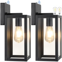 2Pack Dusk To Dawn Outdoor Wall Light Fixtures With 2 Led Bulbs Exterior Wall Mount Lanterns Waterproof Wall Sconces In Matte