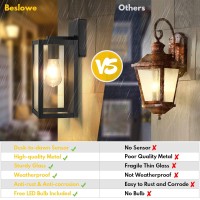 2Pack Dusk To Dawn Outdoor Wall Light Fixtures With 2 Led Bulbs Exterior Wall Mount Lanterns Waterproof Wall Sconces In Matte