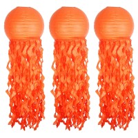 Jellyfish Paper Lantern Hanging Decoration, Uniideco Jelly Fish Mermaid Decor For Party, Under The Sea Mermaid Birthday Party Supplies, Ocean Theme Classroom Decorations (Orange)