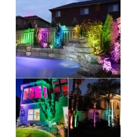 Sunvie 12W Rgb Low Voltage Color Changing Landscape Lights Remote Control Waterproof Led Landscape Lighting For Yard Garden Path