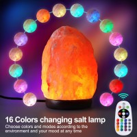 Pursalt Himalayan Salt Lamp Night Light With Remote Control, Upgraded 16 Colors Changing & 4 Light Modes Led Usb Salt Rock Lamp, Natural Crystal Pink Mini Small Salt Lamp For Home Decor And Gift