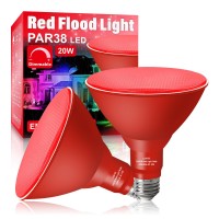 Loxyee Par38 Flood Red Light Bulb2 Packdimmablee26 Base Red Flood Light Outoor20W Replace To 200Wred Light Bulb Outdoor Po