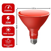 Loxyee Par38 Flood Red Light Bulb2 Packdimmablee26 Base Red Flood Light Outoor20W Replace To 200Wred Light Bulb Outdoor Po